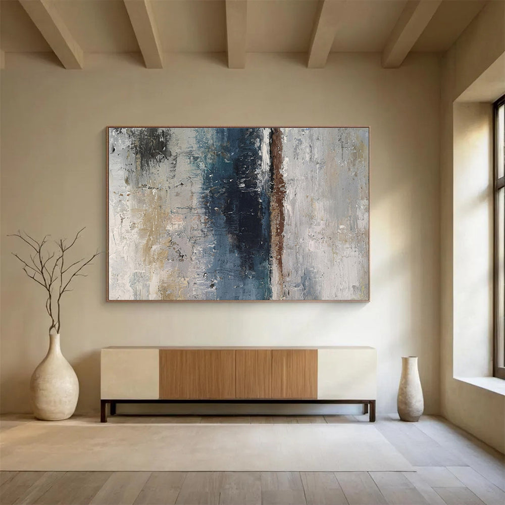 Muted Tones Textured Abstract Painting On Canvas DKH293