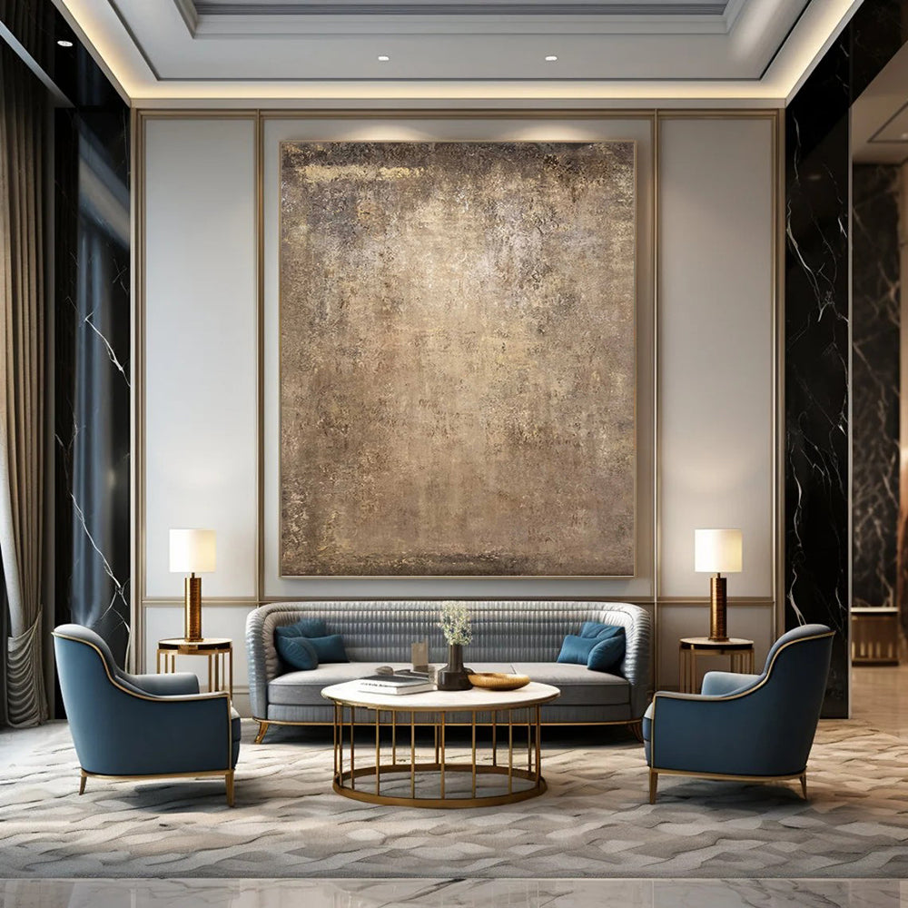 “Textured Brown Canvas” - Brown & Beige Textured Abstract Painting On Canvas DKH1208