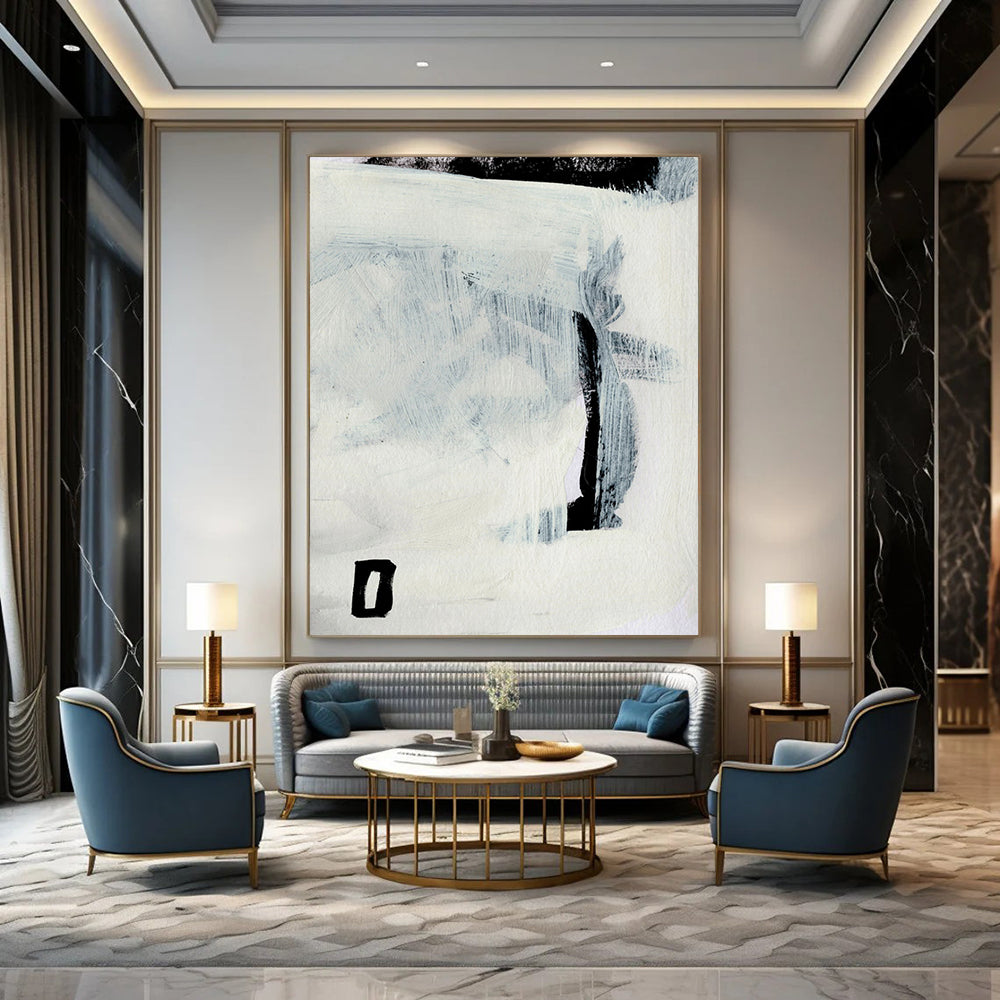 “Minimalist Gray and Black” - Gray and Black Abstract Painting On Canvas DTP204