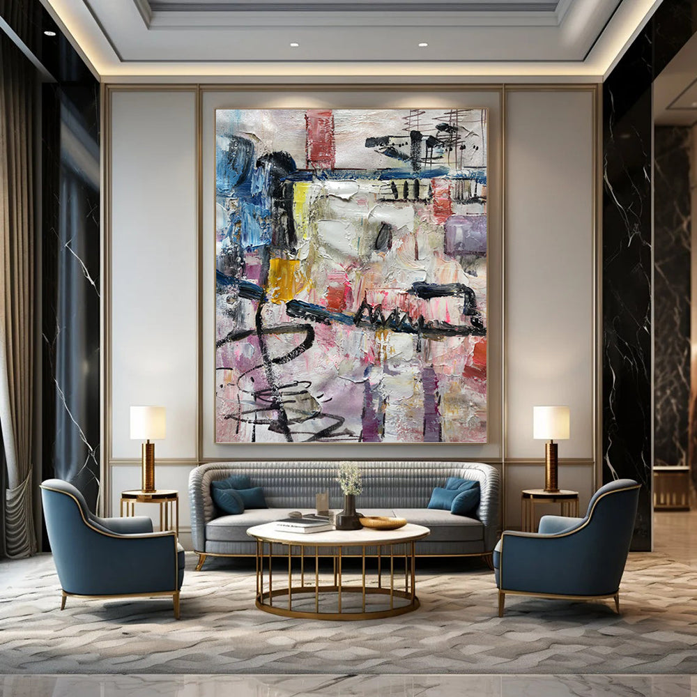 Colorful Urban Abstract Collage - Abstract Expressionist Painting On Canvas DKH1294