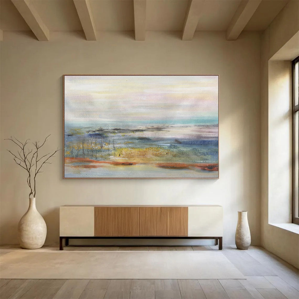 Pastel Toned Abstract Horizon Painting On Canvas DKH300