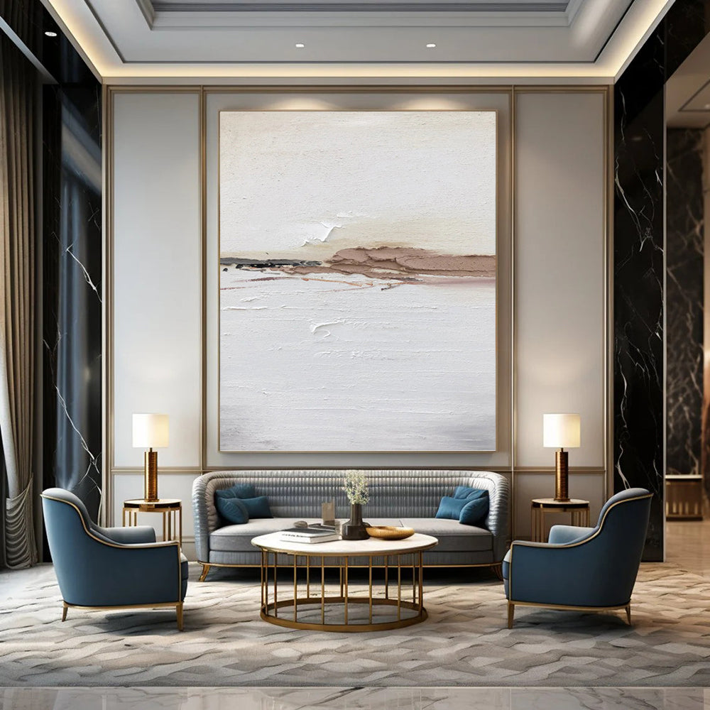 “Neutral Textured Horizon” - Minimalist Landscape - Inspired Painting On Canvas DKH1678