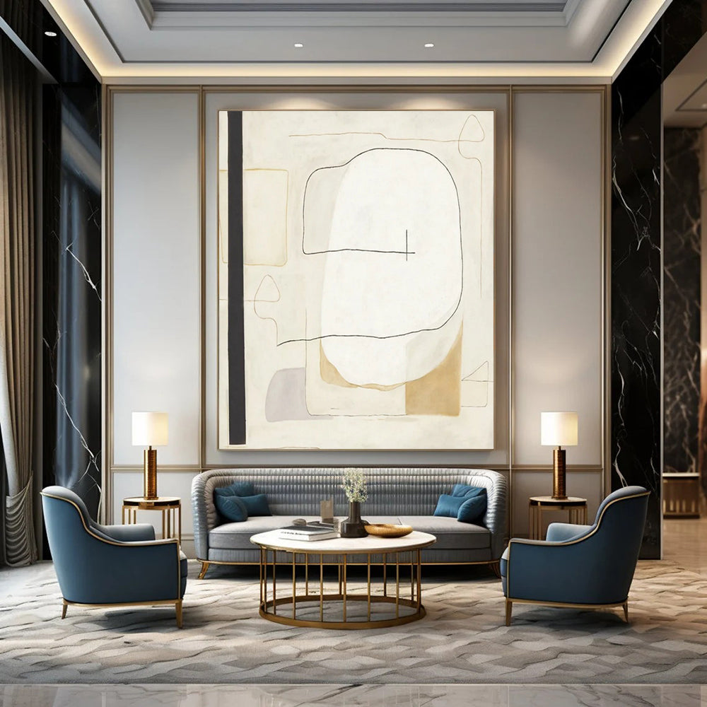 “Minimalist Line Shapes” - Abstract Geometric Painting On Canvas DTP025
