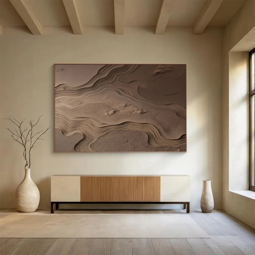 “Sandy Textured Waves” 3D Abstract Landscape Painting On Canvas DLZ095
