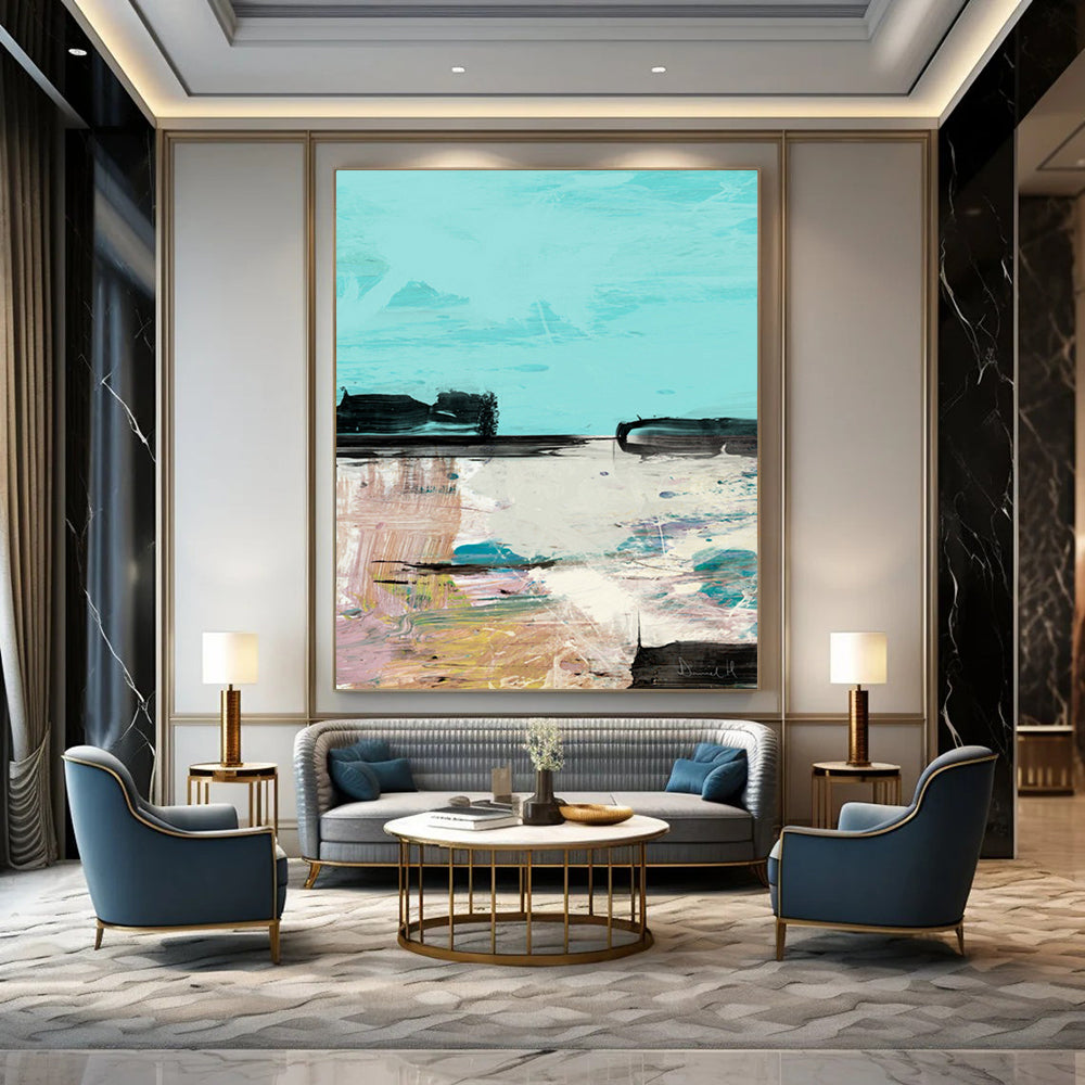 “Pastel Coastal Abstract” - Soft - Colored Coastal Abstract Painting On Canvas DTP197