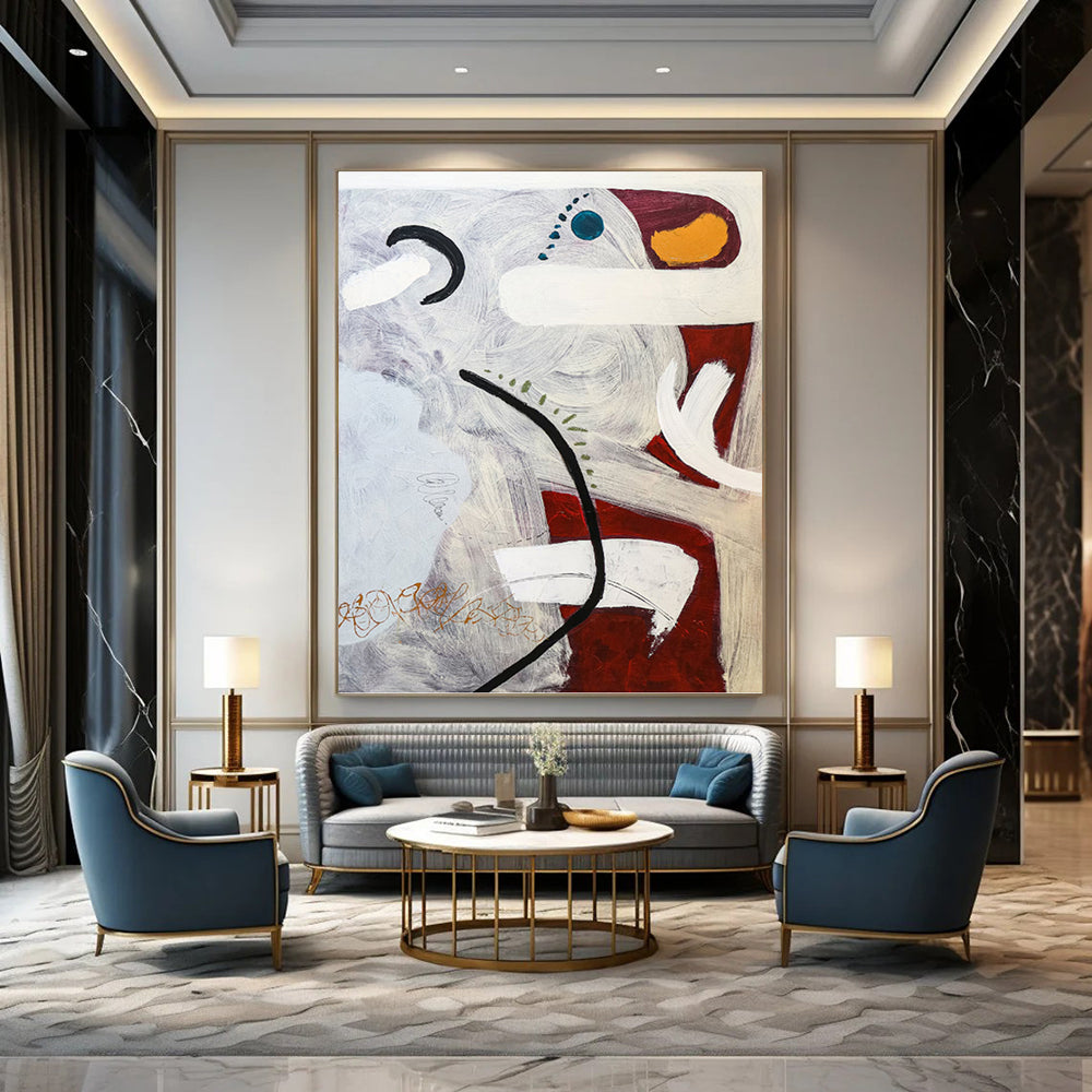“Colorful Abstract Shapes on Light Background” - Playful Abstract Painting On Canvas DKH1091