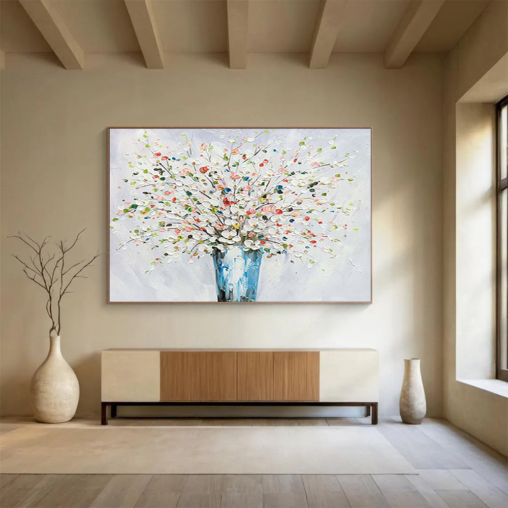 Colorful Flower Bouquet - Impasto Floral Painting On Canvas DLZ220