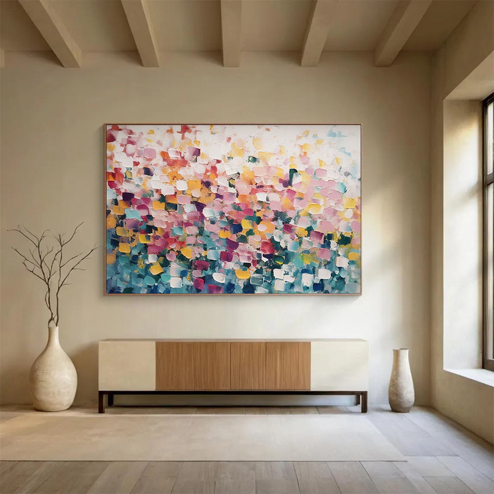 “Vibrant Dot Fusion” Abstract Pointillism Painting On Canvas DLZ162