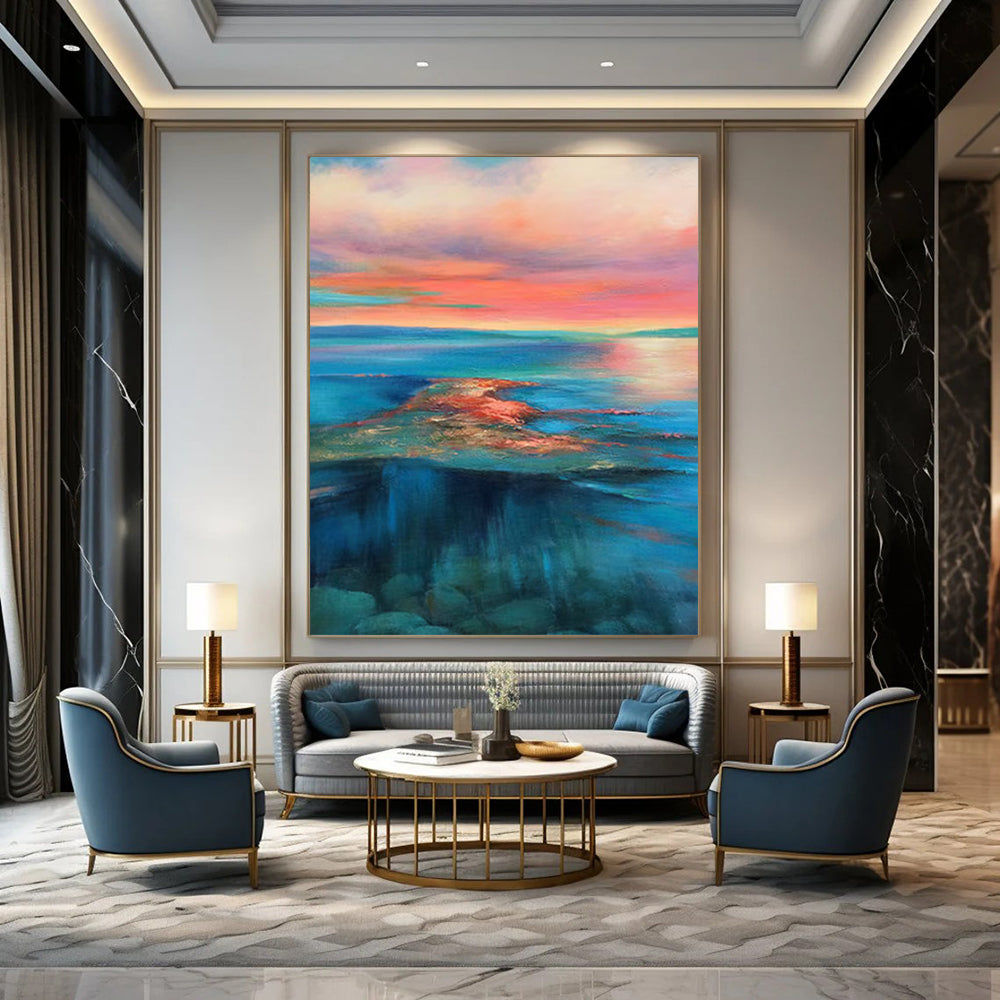“Colorful Sunset Sea” - Impressionist Seascape Painting On Canvas DTP051