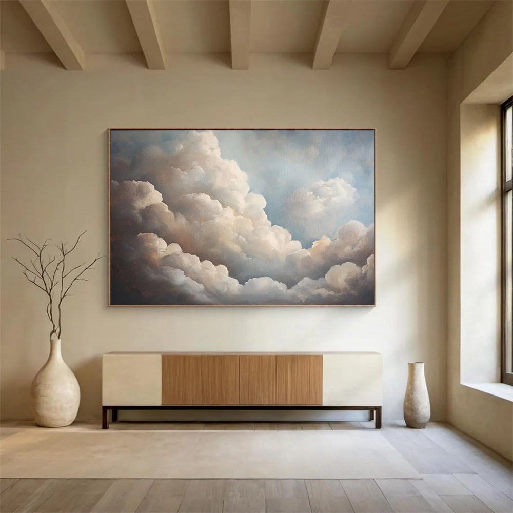 Fluffy Clouds in Blue Sky Painting On Canvas DKH182