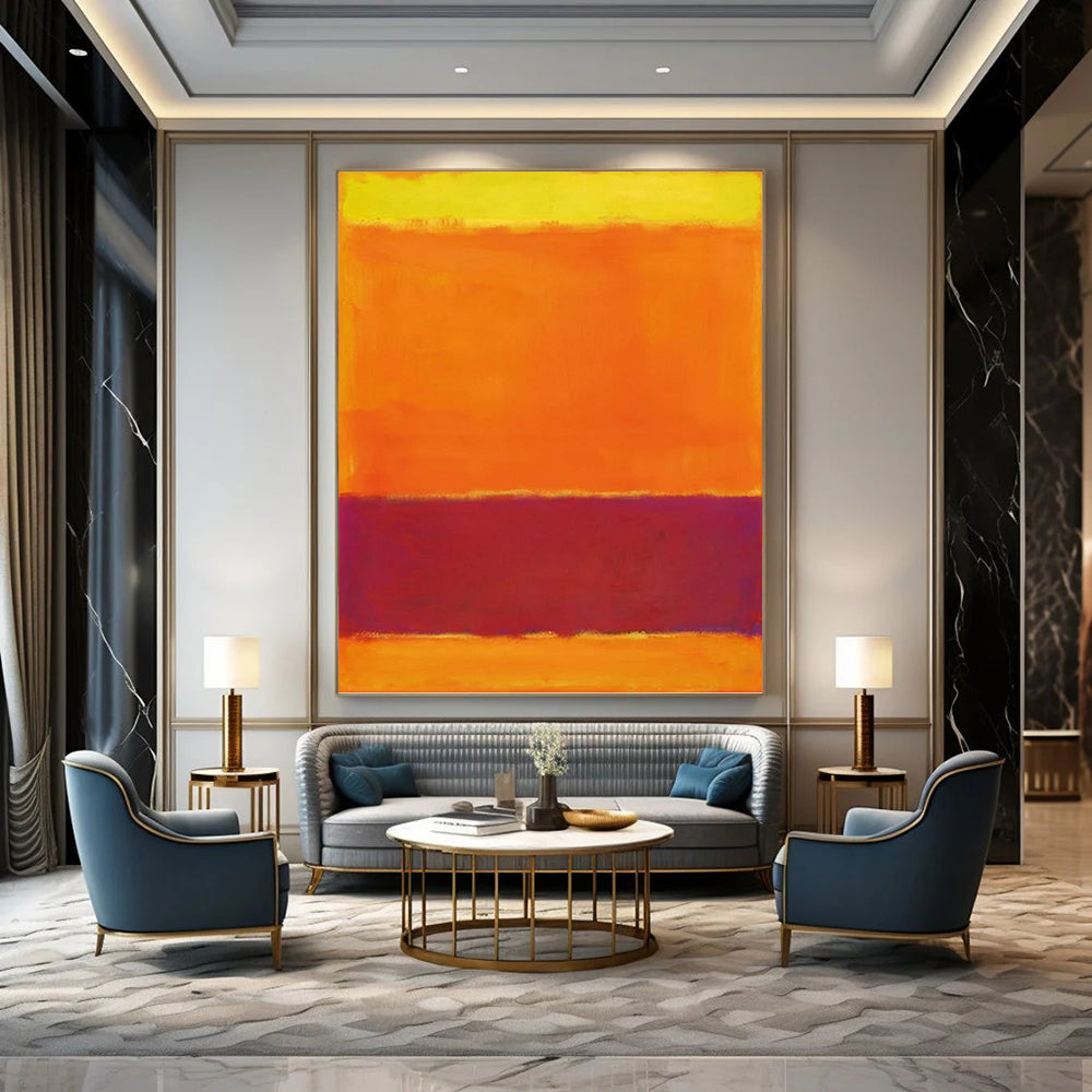 “Yellow, Orange & Purple Color Blocks” - Color Field Painting On Canvas DKH1607