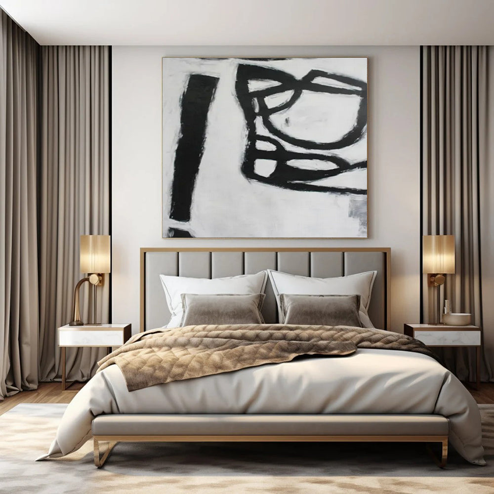 Black - White Minimalist Forms - Minimalist Abstract Acrylic Painting CT1415