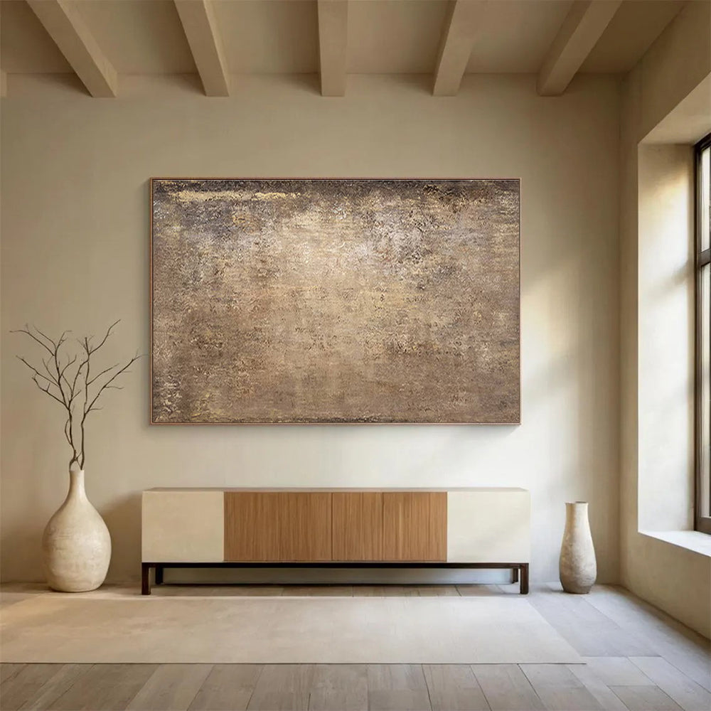 Aged Brown Texture - Abstract Impasto Painting On Canvas DKH602