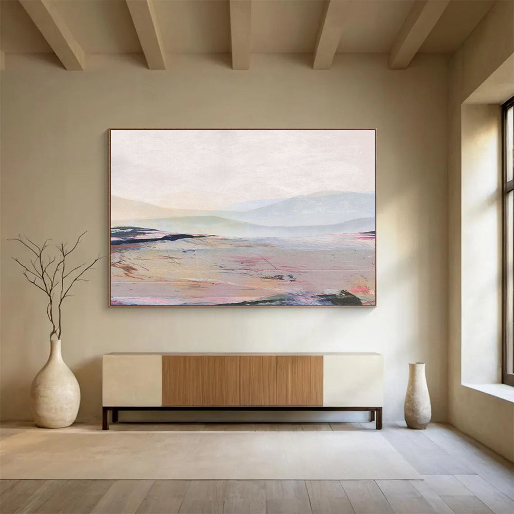 “Pastel - hued Mountain Landscape” Abstract Landscape Oil Painting On Canvas DLZ129