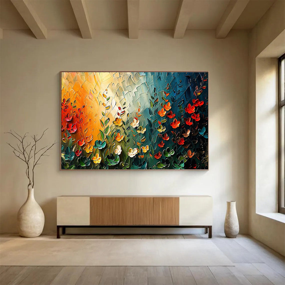 Colorful Floral Field Painting On Canvas DKH687