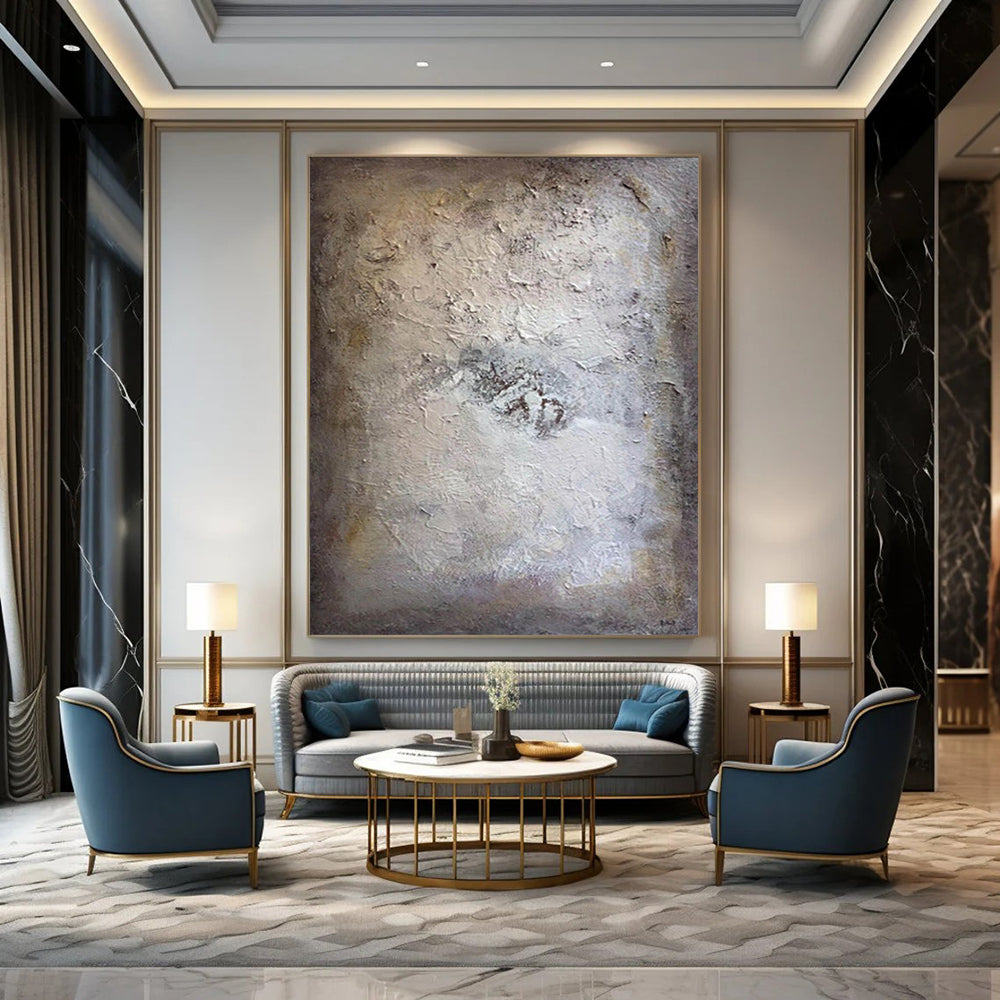 “Textured Neutral Abstract” - Beige, Gray Abstract Painting On Canvas DTP258