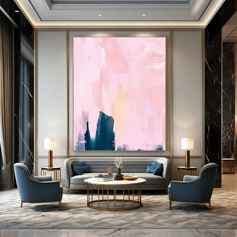 “Soft Pink Abstract Layers” - Abstract Expressionist Painting On Canvas DTP180