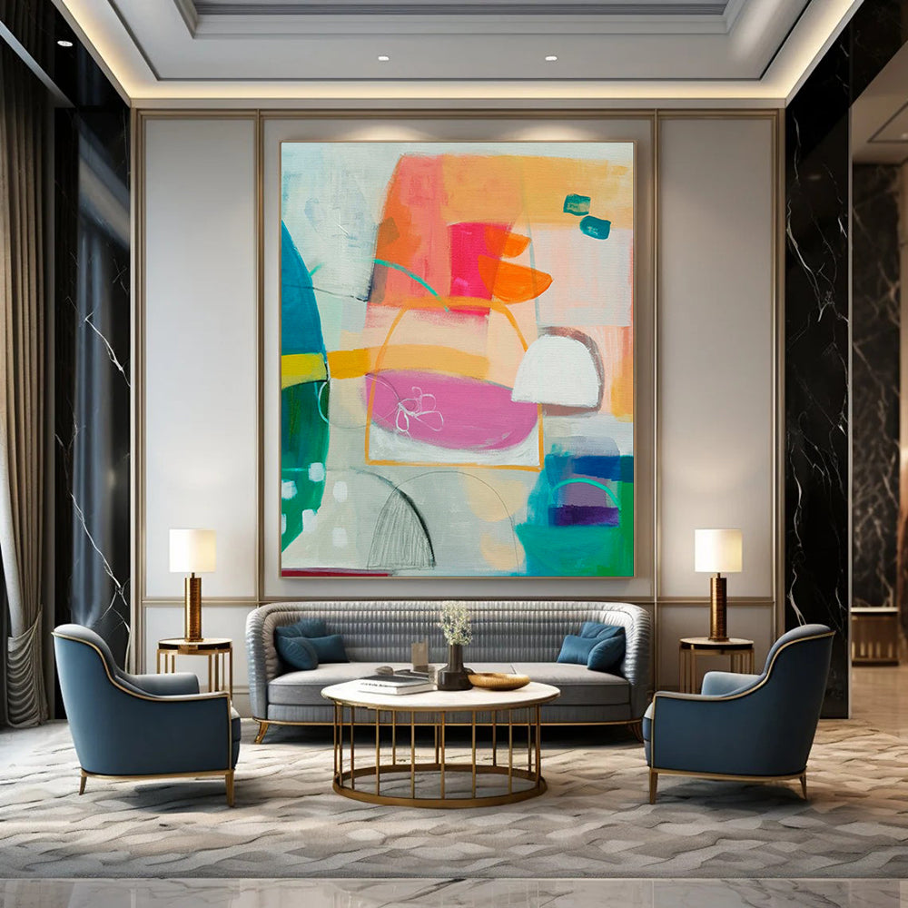 Bright Colors, Geometric Shapes - "Playful Geometry" - Abstract Acrylic Art CT1821