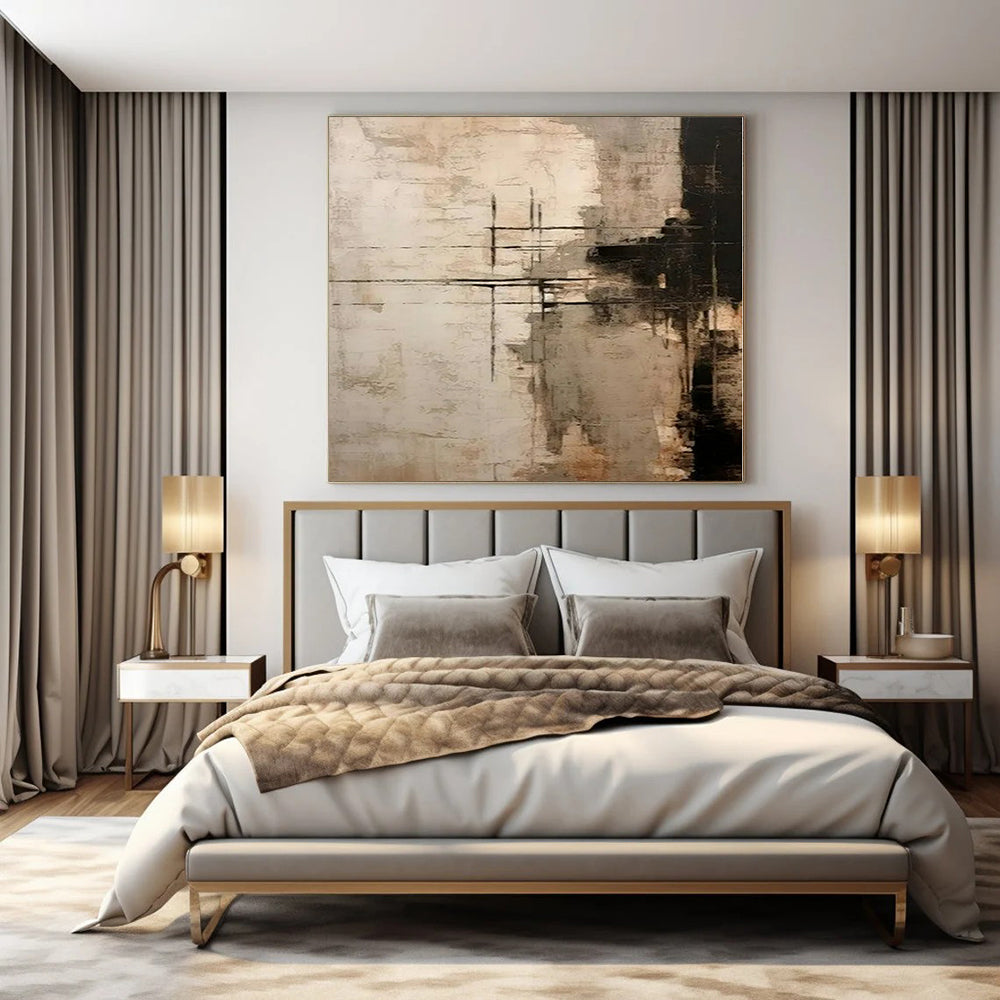 Brown and Gray Grid - Like Marks - Abstract Acrylic Art CT1215