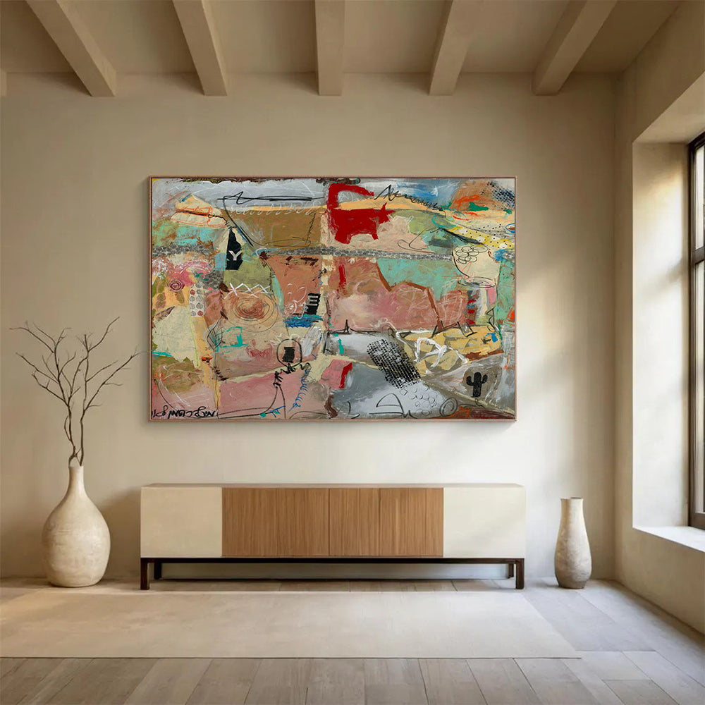 Mixed - Media Abstract Collage - Abstract Painting On Canvas DLZ243