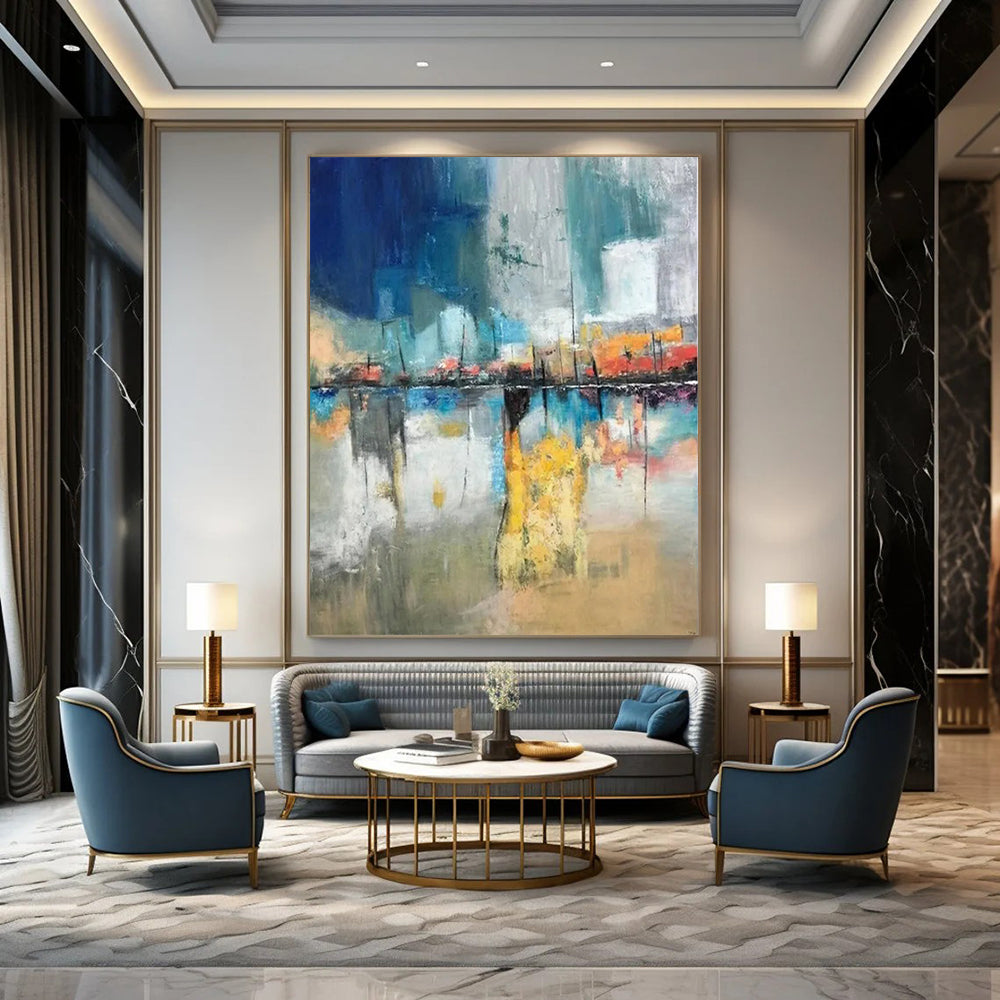 “Colorful Abstract Cityscape Reflection” - Abstract Painting On Canvas CT2331