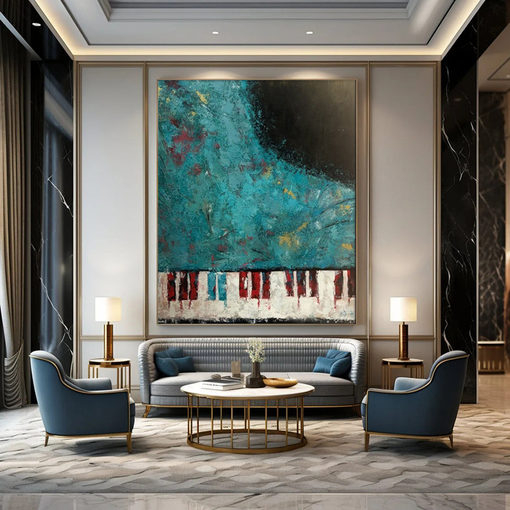 “Piano Keys and Textured Color” - Abstract Musical Painting CT1998