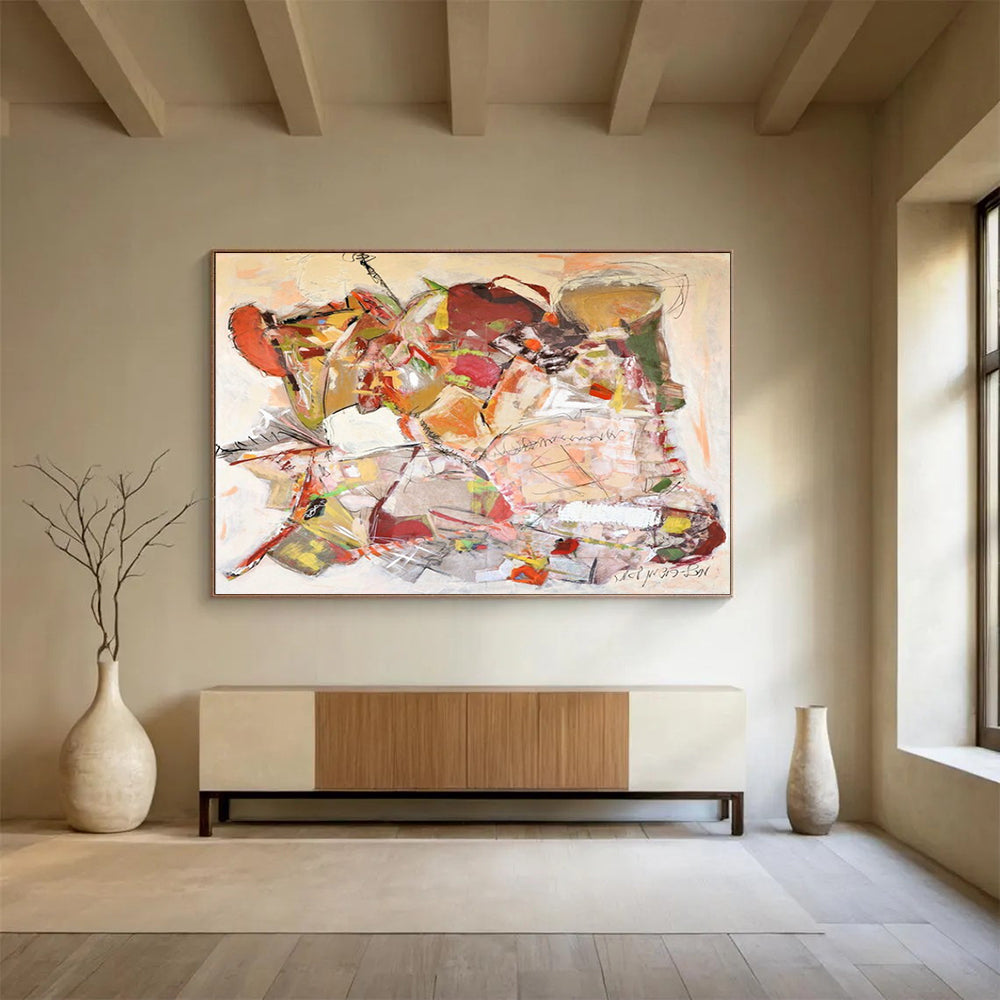 Earth - Toned Abstract Shapes - Abstract Expressionist Painting On Canvas DLZ241