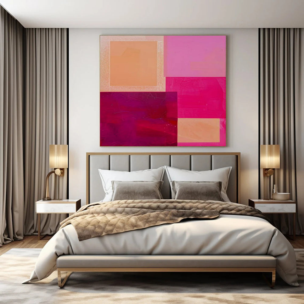 Pink, Purple & Orange Textured Rectangles - "Colorful Layers" - Abstract Textured Painting CT1480