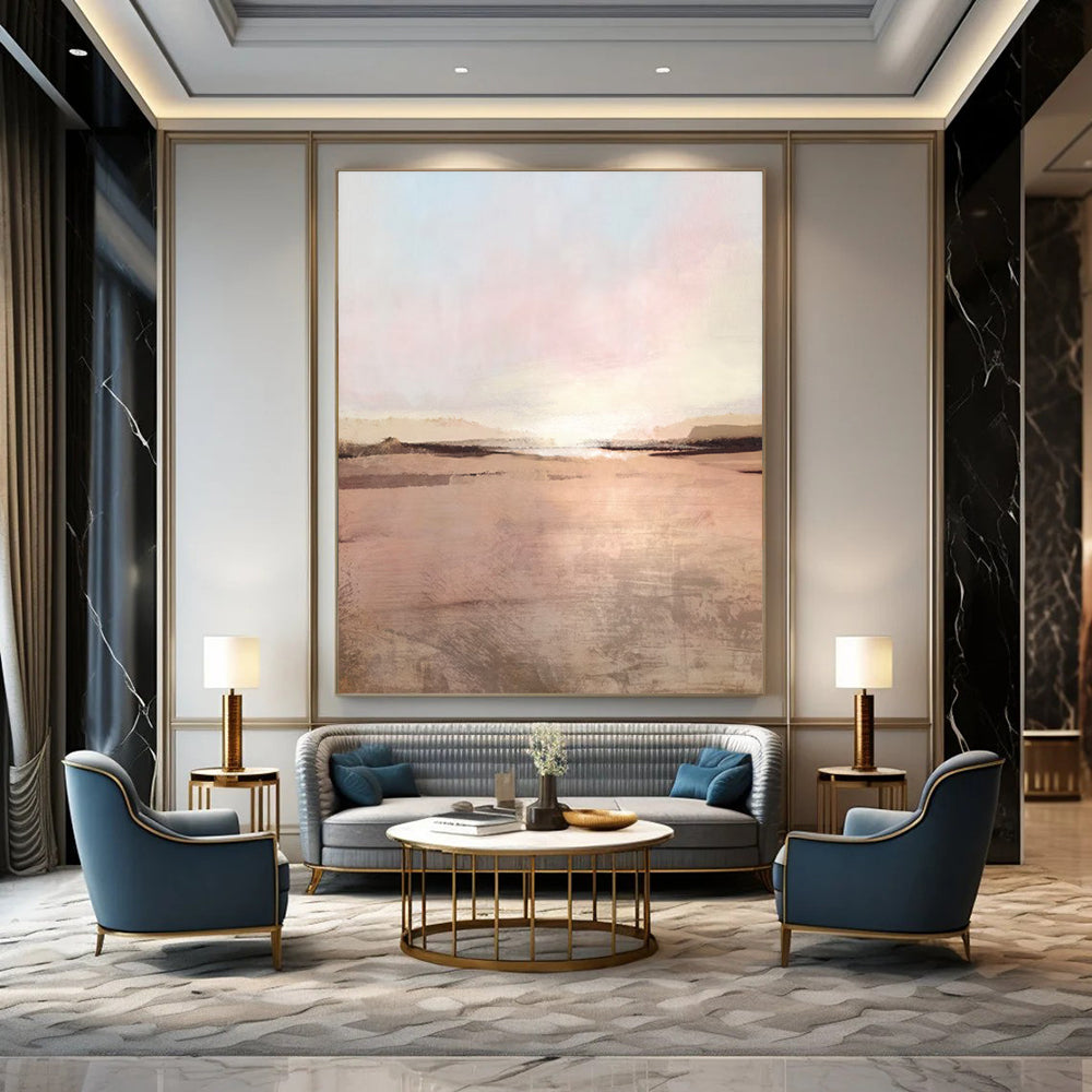 “Blush - Toned Sunset Serenity” - Abstract Landscape Painting On Canvas DTP174