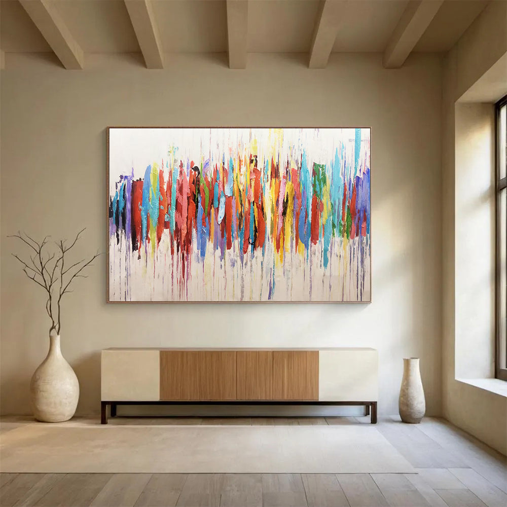 Colorful Dripping Strokes - Abstract Expressionist Painting On Canvas DLZ211