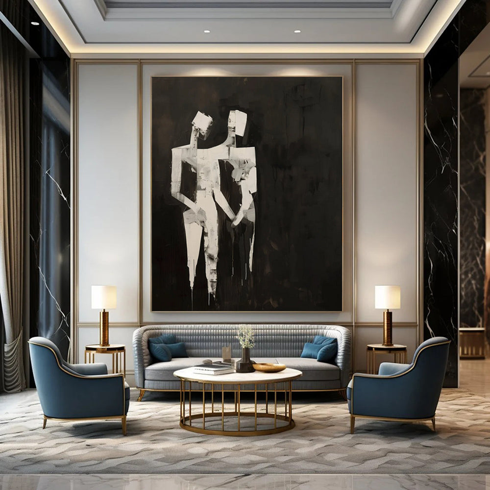 “Black and White Abstract Figures” - Cubist - Inspired Acrylic Art CT1934