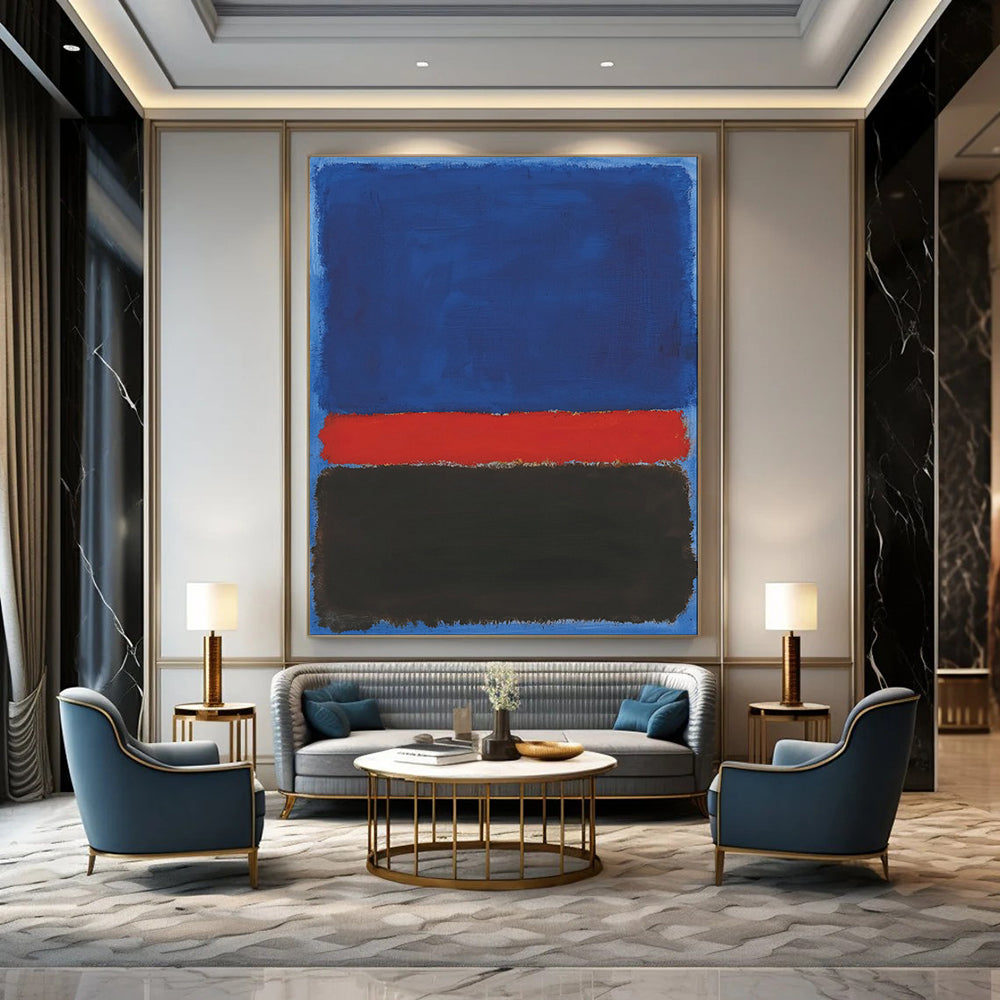 Blue Red and Black Layers Rothko - Inspired Color - Field Art CT1954