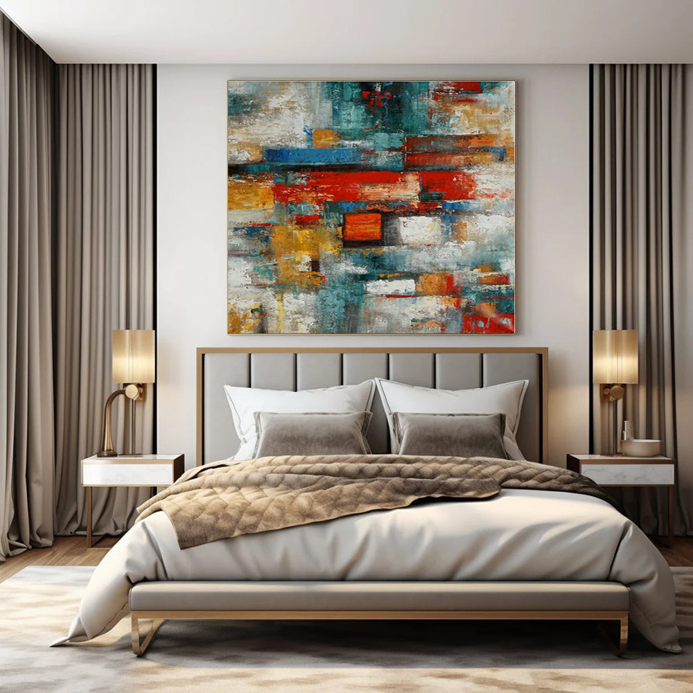 Colorful Geometric Abstract - Cubist - inspired Acrylic Painting CT1395