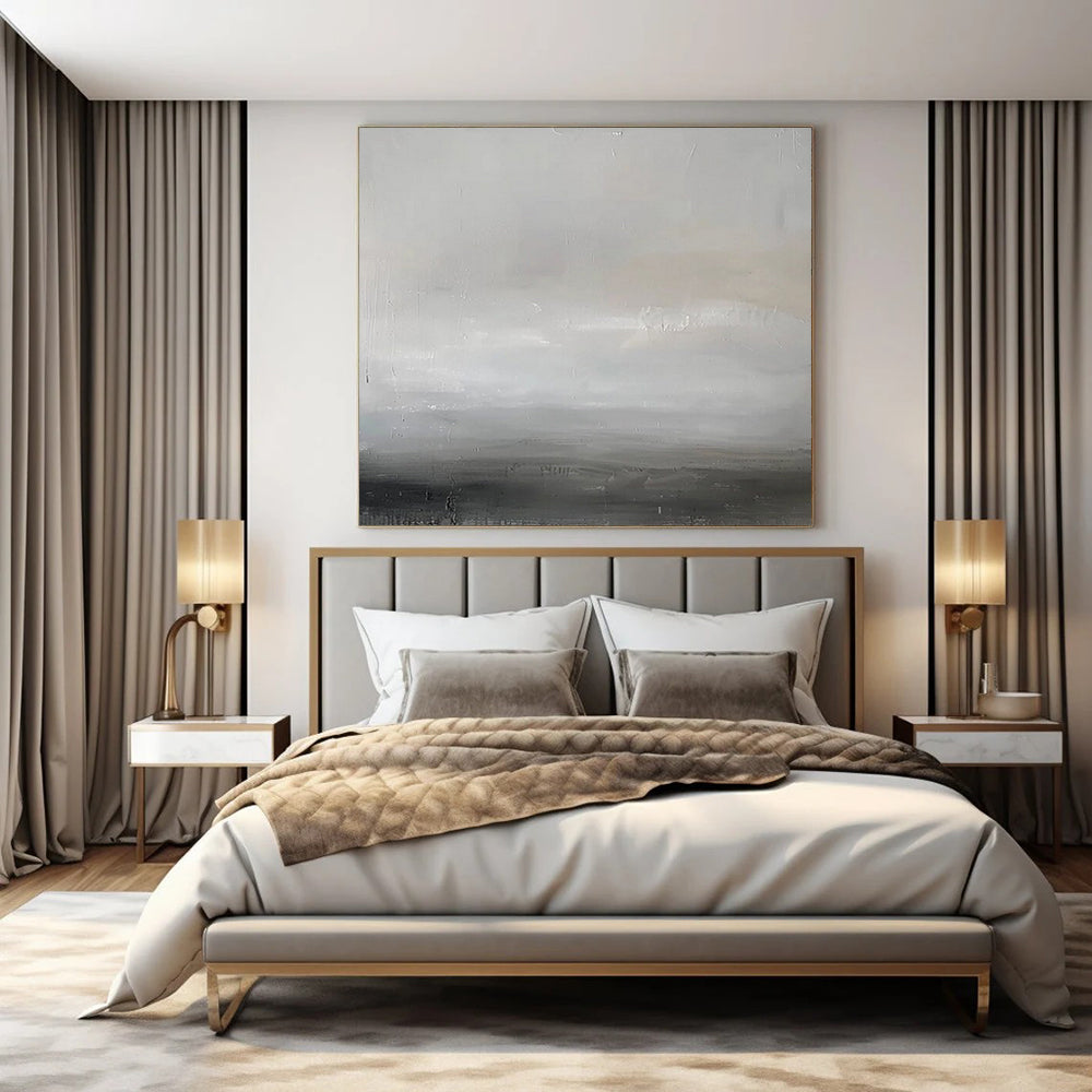 “Gray, White Minimalist Horizon” – Minimalist Abstract Art CT1013