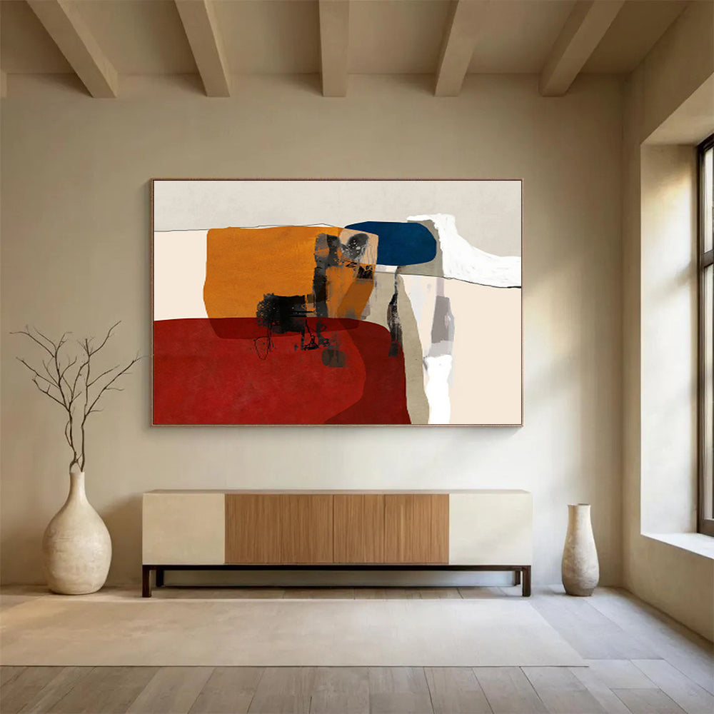 “Color Block Abstraction: Warm Tones” Abstract Modern Painting On Canvas DKH357