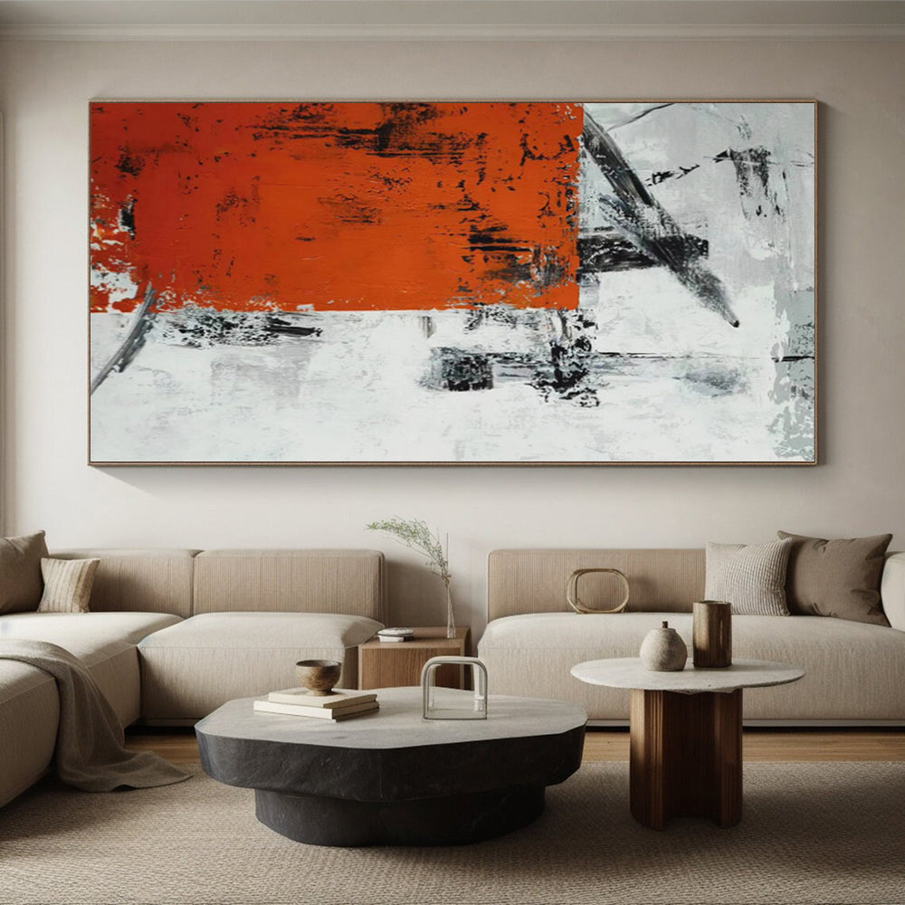 “Rustic Orange - Black Abstract” Abstract Acrylic Art CT0332