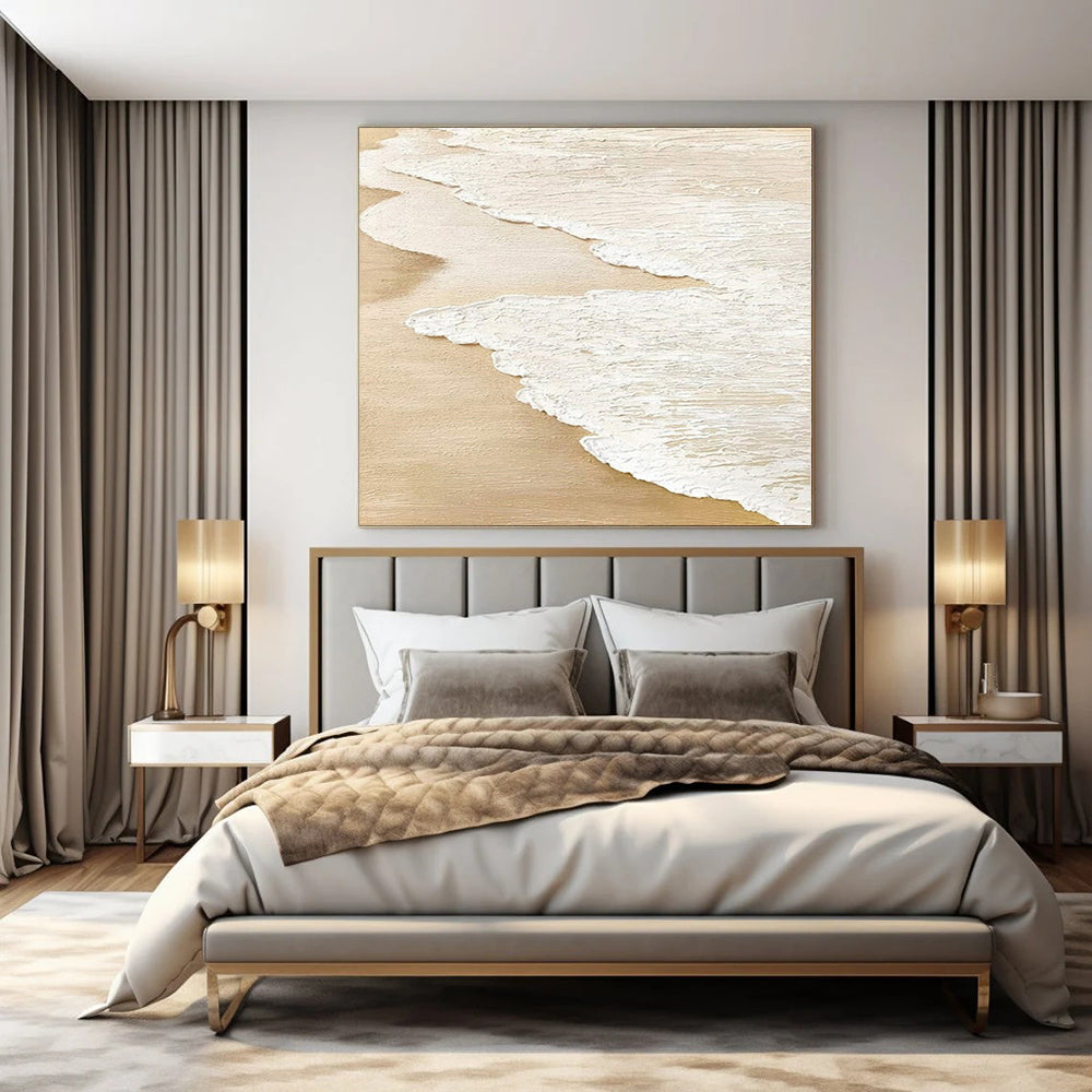 “Textured Sandy Shore Waves” – Impasto Seascape Painting CT1101