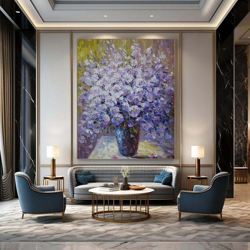 “Impressionistic Purple Flower Bouquet” - Still Life Painting On Canvas CT2350