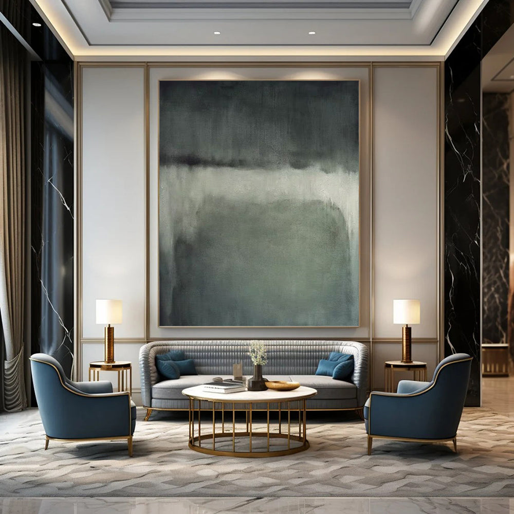 “Muted Gray Horizons” - Shades of Gray Abstract Minimalist Painting On Canvas DKH1193