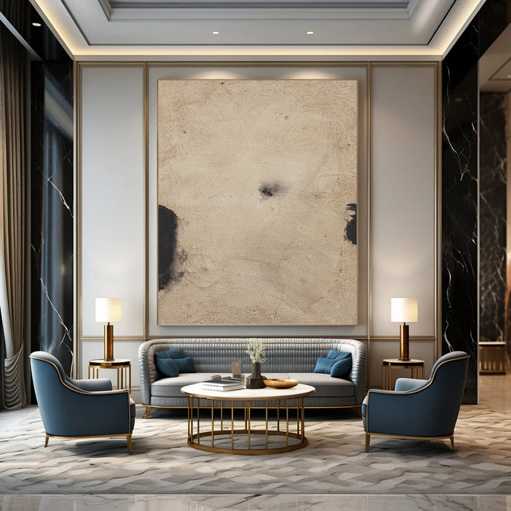 Ethereal Beige and Black Abstract - Abstract Painting On Canvas DKH1421