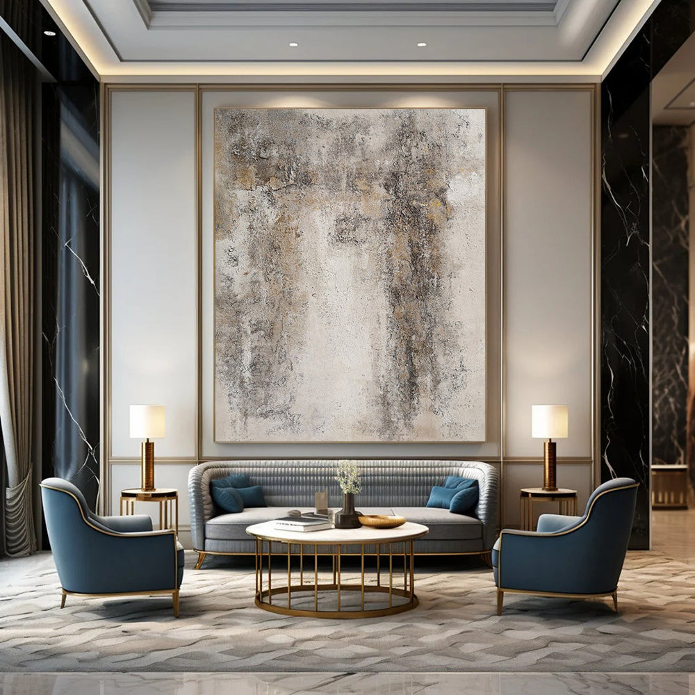 “Gray, Brown Textured Abstract ‘Worn Memories’” - Impasto Wall - Inspired Painting On Canvas DTP346