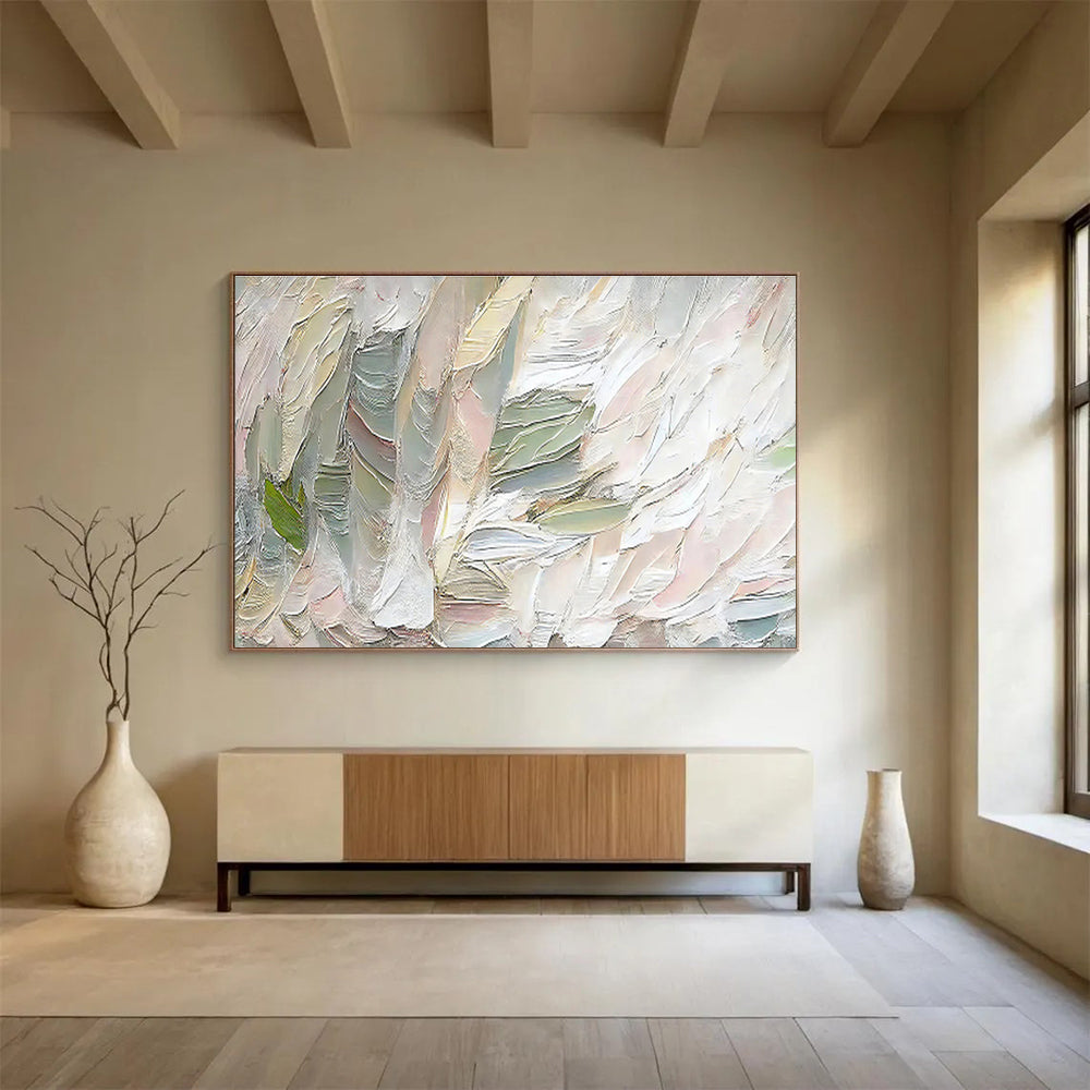 Pastel Textured Layers Soft Hued Impasto Abstract Painting On Canvas DKH261