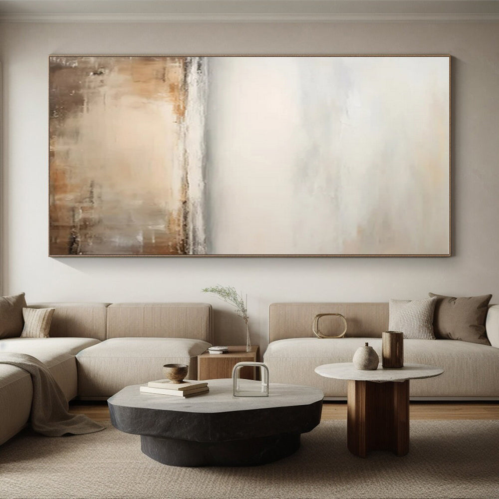 “Beige - Gray Abstract Horizons” ,Abstract Landscape Painting CT0842