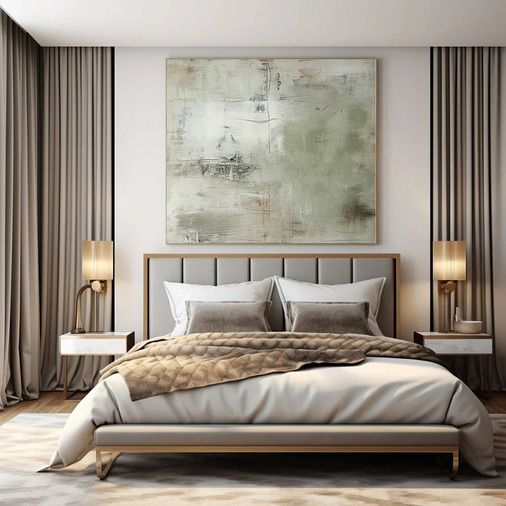 Light - toned Line Abstract - Minimalist Line - textured Acrylic Painting CT1358