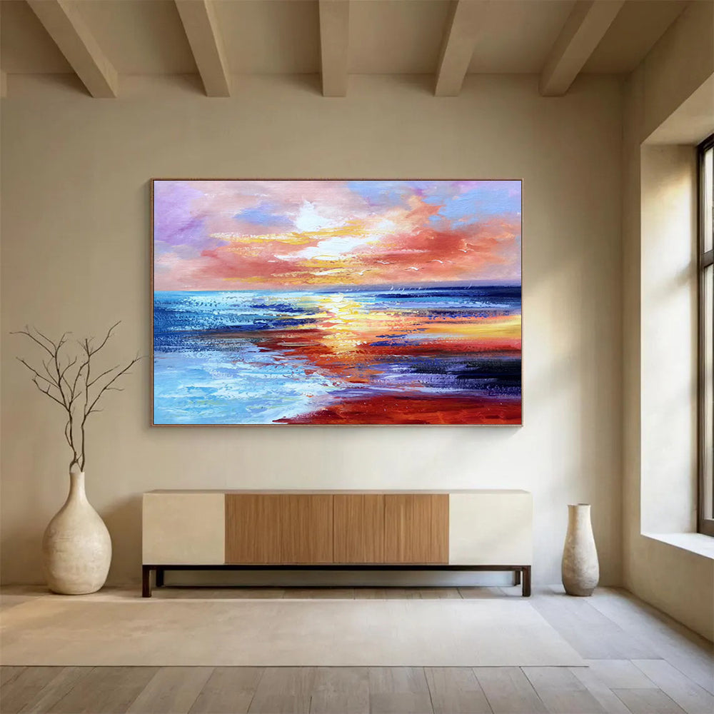 Colorful Sunset Seascape Painting On Canvas DKH294