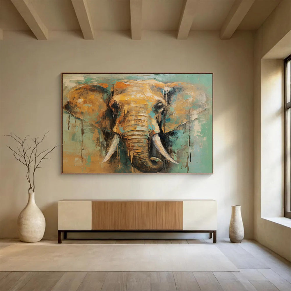 “Colorful Elephant Portrait” Expressive Animal Painting On Canvas DLZ083