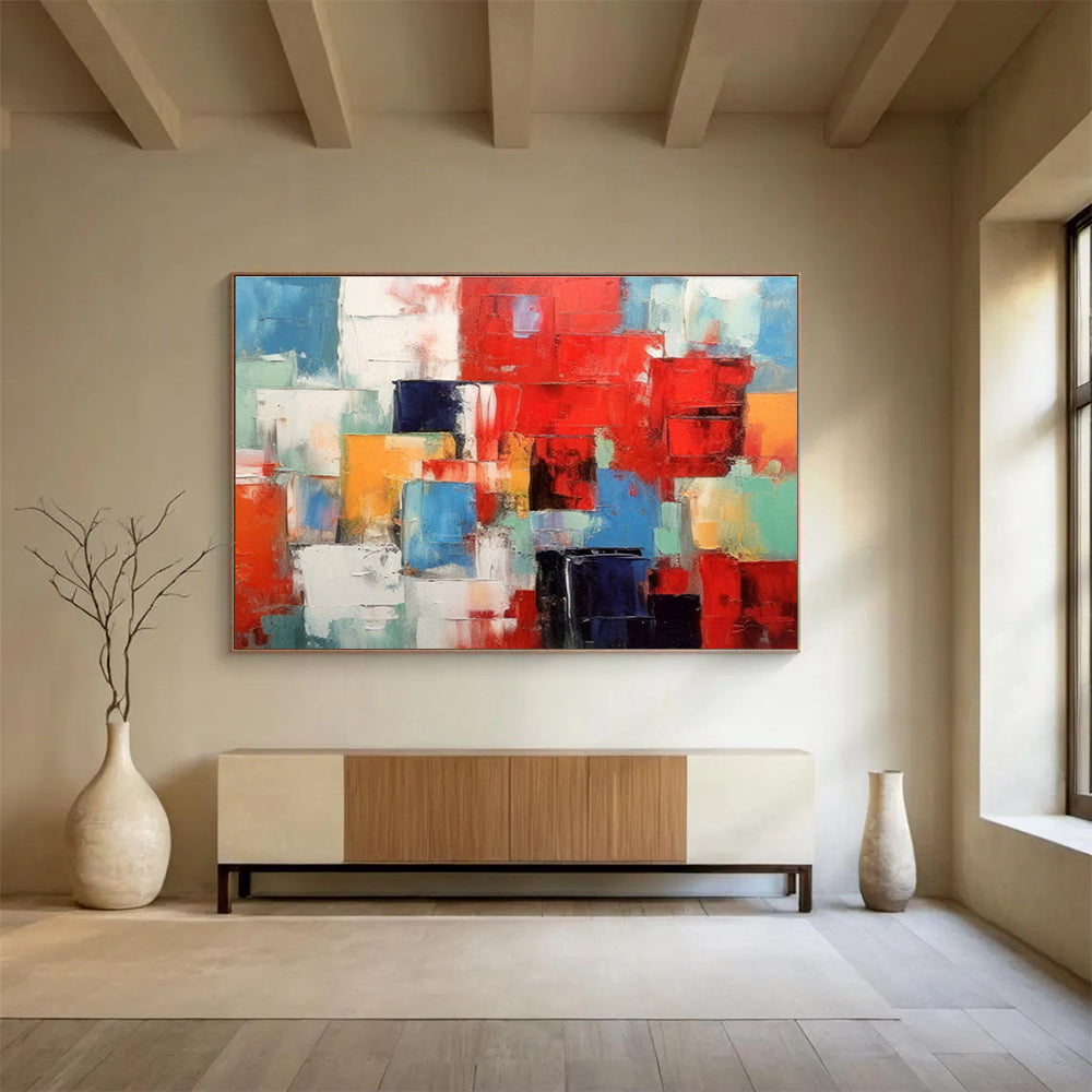 Colorful Cubist Abstract Painting On Canvas DKH277
