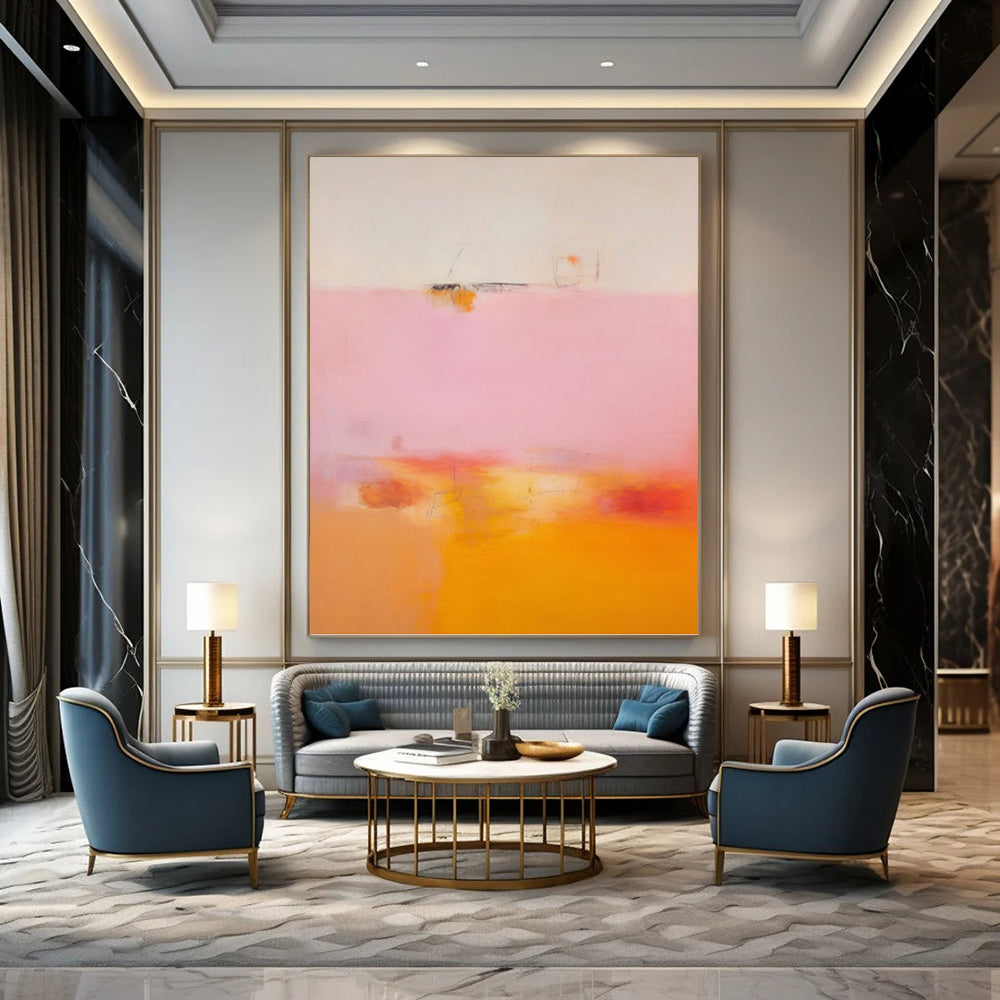 “Pink & Orange Subtle Abstract Field” Painting On Canvas DKH0992