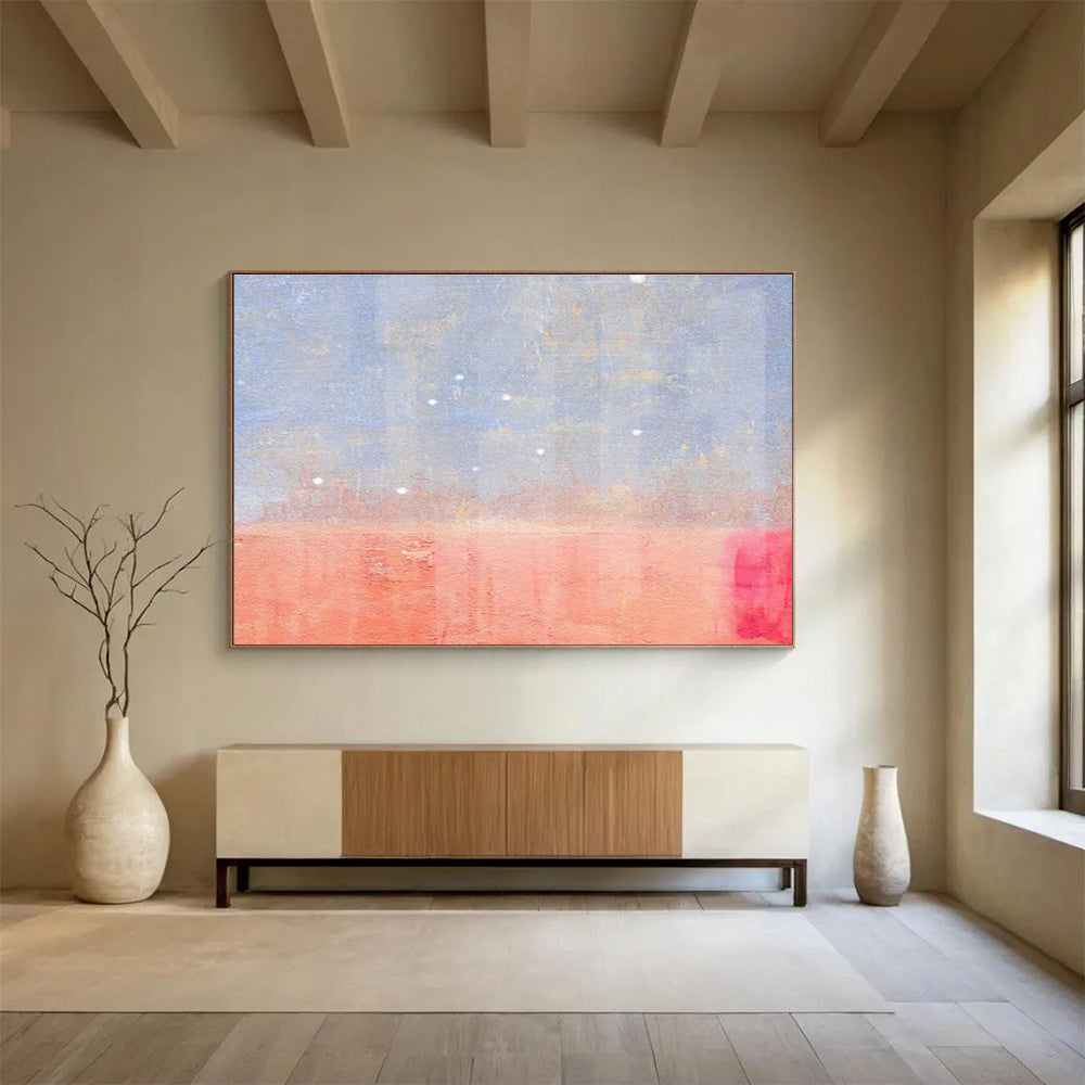 Subtle Blue and Red Abstract Painting On Canvas DKH280