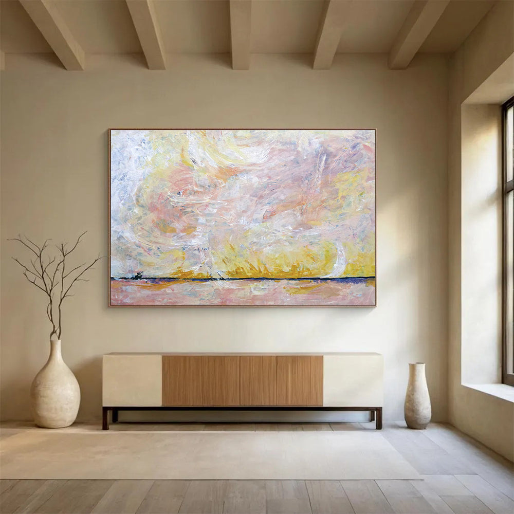 “Pastel Abstract Sunset” Abstract Oil Painting On Canvas DKH564